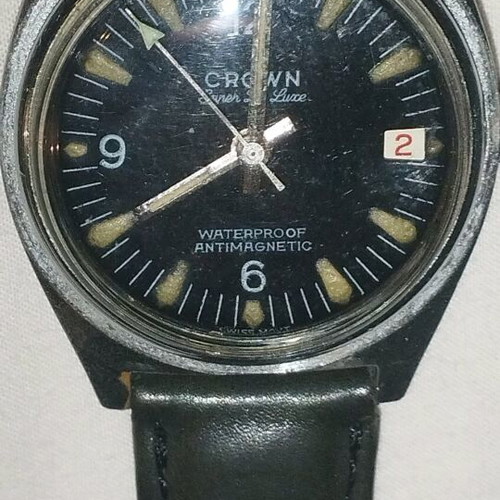 CROWN Super De Luxe wristwatch used, military style