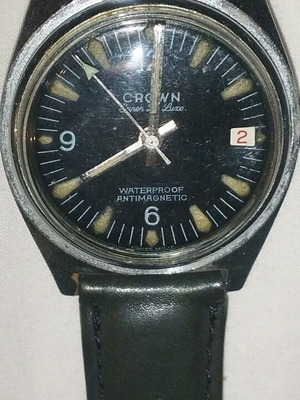 CROWN Super De Luxe wristwatch used, military style