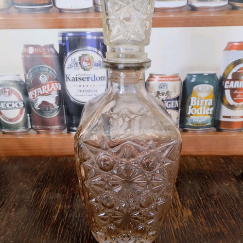 Glass decanter vintage 80s used with beautiful decoration