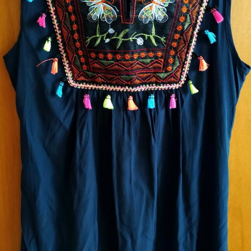 Shein dress new, size S, blue with embroidery