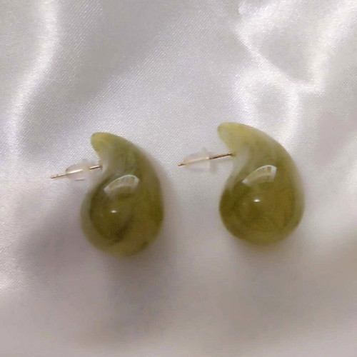 Water Drop Earrings in Olive Green Shades new