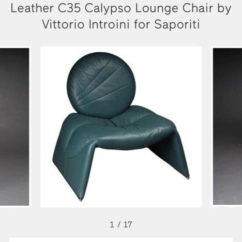 Saporiti C35 Calypso Lounge Chair like new, turquoise leather
