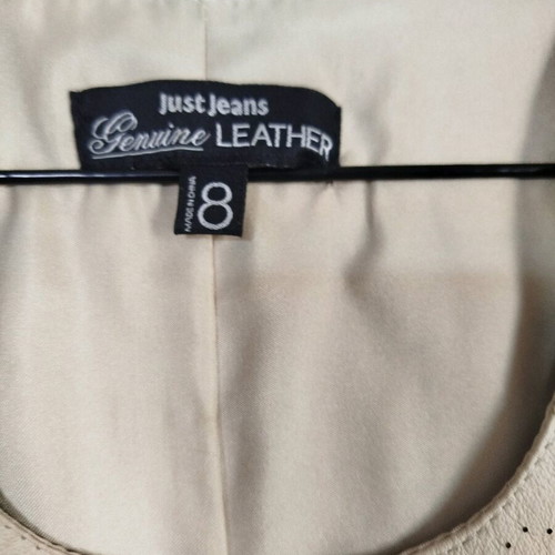Dress made of genuine leather beige, like new, size S