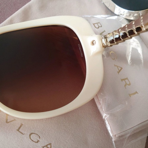 Bvlgari Sunglasses Beige Acetate Frame Brown Gradient Lens new