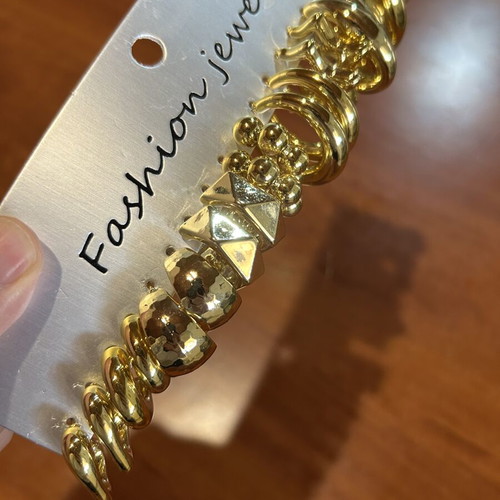 Gold earrings set new, 10 pairs, lightweight and hypoallergenic