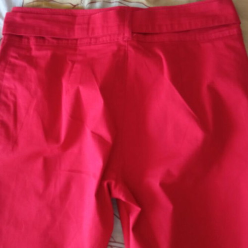 High-waisted red cotton pants, size M