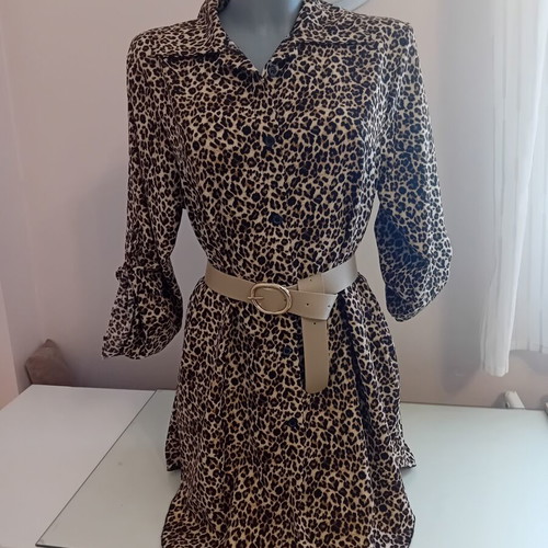 Women's shirt dress, beige and brown, new with tag