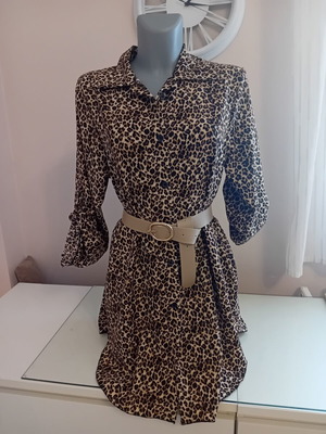 Women's shirt dress, beige and brown, new with tag