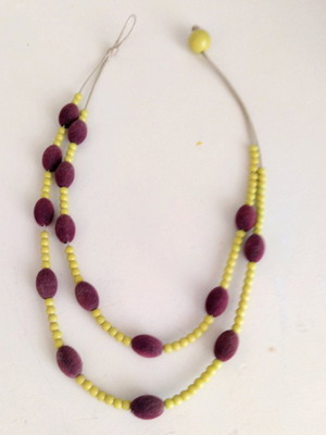 Handmade necklace like new with yellow and purple beads