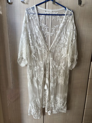 Beach Kaftan one size white like new