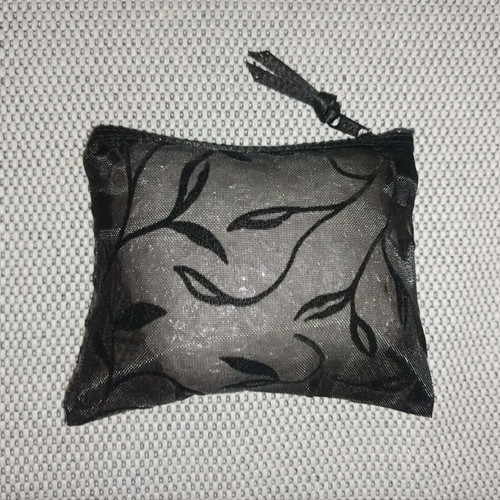 Black Satin Handbag with Lace and Small Pouch New