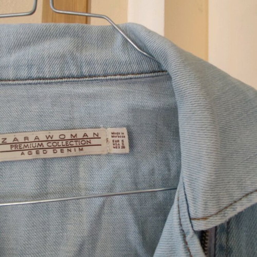 Zara denim biker style jacket like new, blue, size S