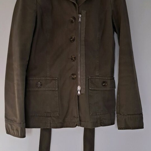 Benetton olive parka jacket like new with waist belt size S