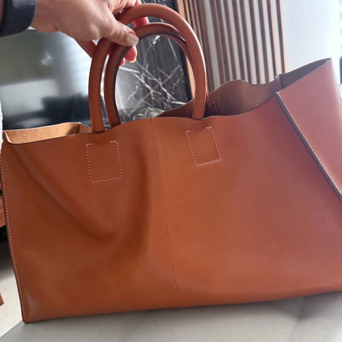 Zara Home leather handbag used, brown and orange, travel and beach