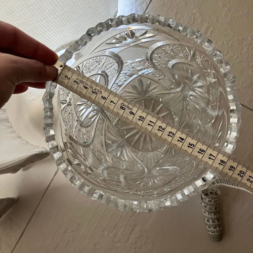 Bohemian hand-carved crystal vase, like new