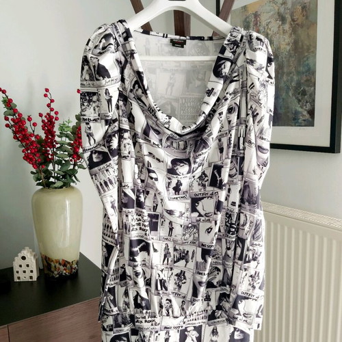 Miss Sixty dress like new, mini with puffed shoulders and draped neckline
