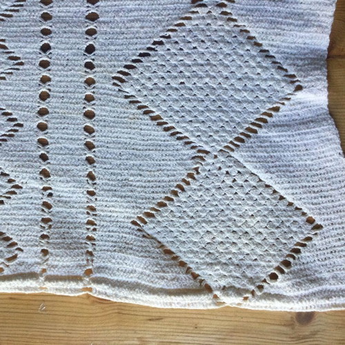 Vintage handmade knitted table runner 160x40 cm used