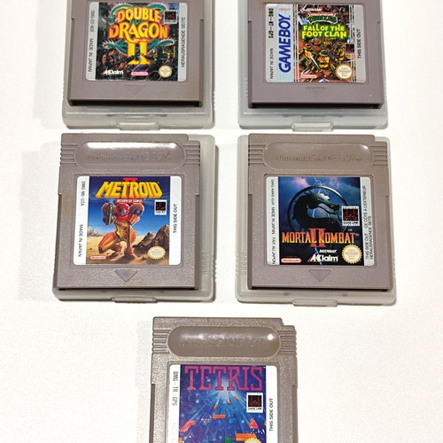 Nintendo Game Boy Classic used, rare kit with 5 games, HandyCarry SV905, LightBoy and new case