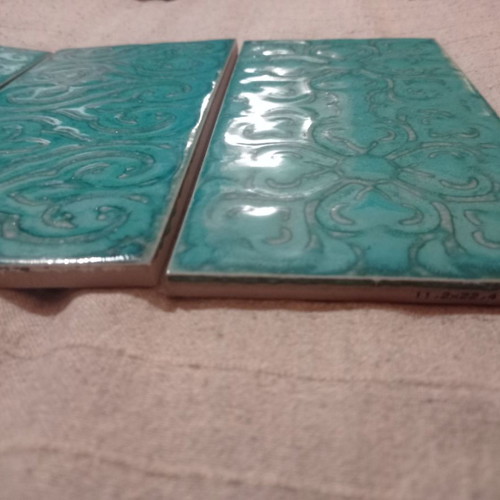 Spanish vintage wall tiles, box of 26 pieces, turquoise