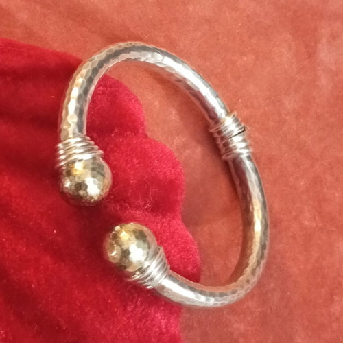 Lalaounis A21 925 750 bracelet used, vintage hammered with 18k gold