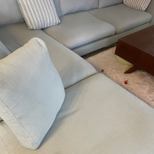 Corner down feather sofa with Karatzoglou fabric like new