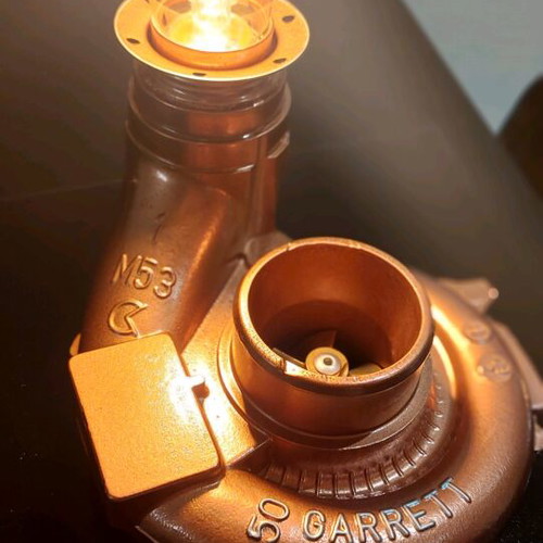 Lamp made from turbocharger handmade, desk or wall sconce