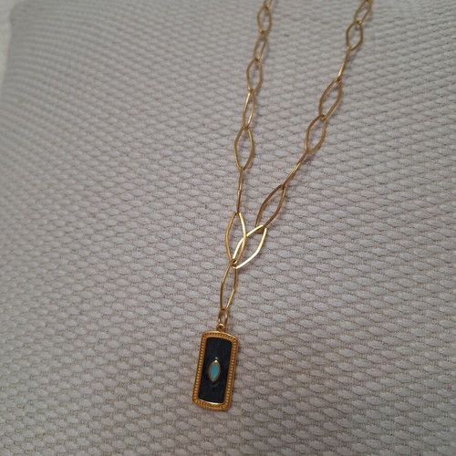 Gold-colored stainless steel necklace with extension