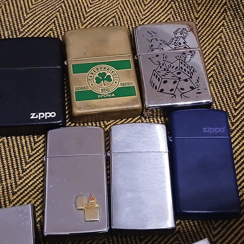 Zippo lighters used, pack of 12, two without inserts