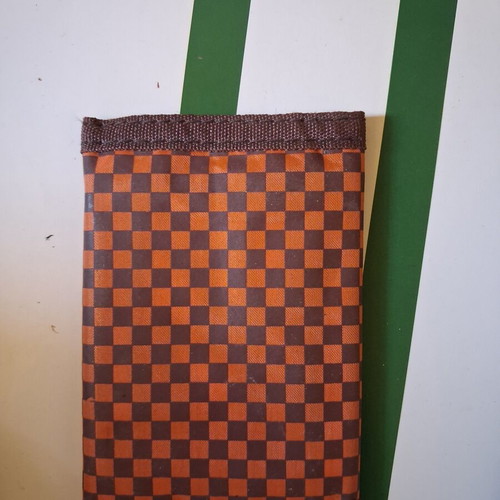 Leather wallet like new with vintage fabric HEMO wallet gift