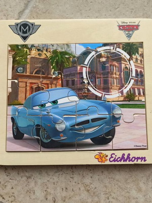 Cars wooden puzzle used, 16 small pieces