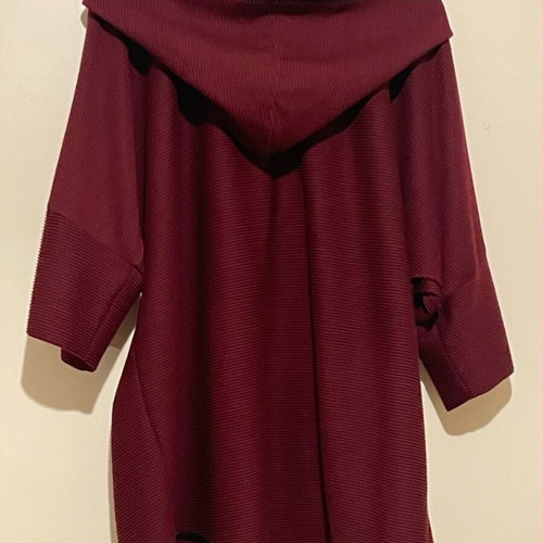 Cape-style coat used with sleeves and hood burgundy