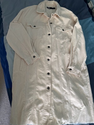 Zara long corduroy coat beige like new