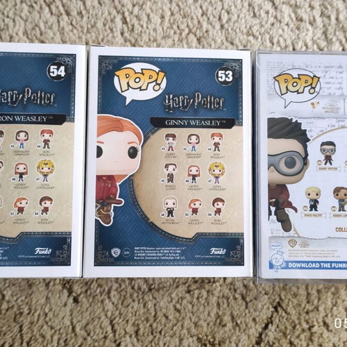 Harry Potter Funko Pop Set Ginny Weasley Ron Weasley Riding Broom like new