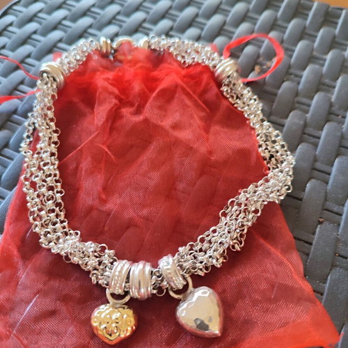 Folli Follie silver-gold 925 & 585 necklace like new
