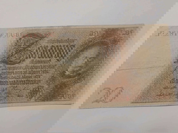 ГЕРМАНИЯ; 20 РАЙХСМАРК; 30 август 1924 г.; издаден на 22 януари 1929 г. / L220