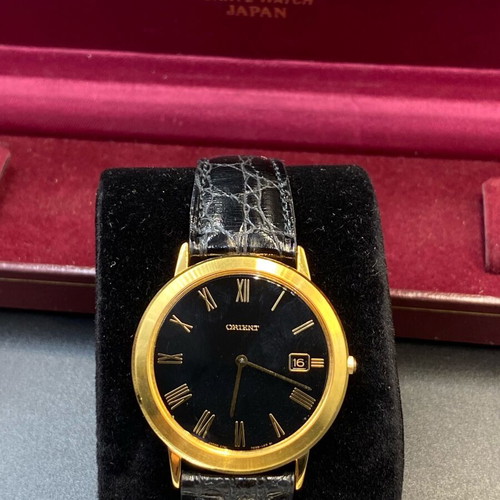 Orient Classic Dress Watch NOS, black and gold quartz men's