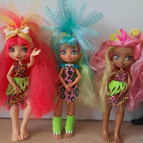 Cave Club dolls Mattel used, lot of 4 with Emberly, Tela, Fernessa, Slate
