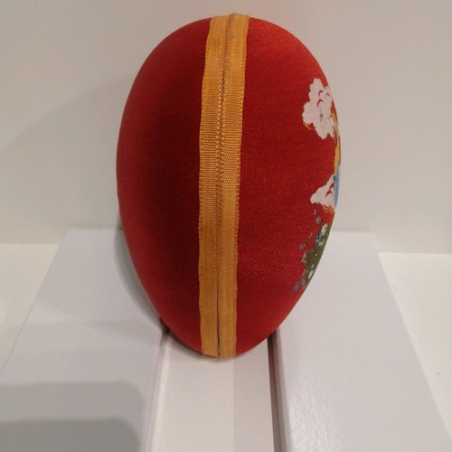 Handmade egg used with painted rooster and chick