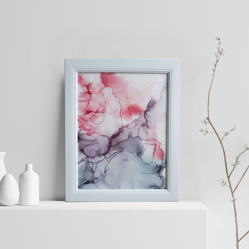 Abstract painting Pink Mist new, handmade with frame
