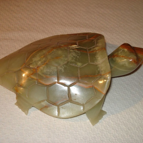 Decorative stone turtle used green brown