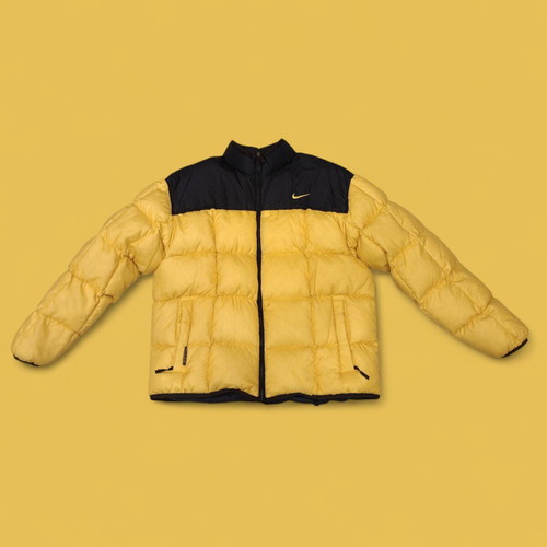 Nike puffer jacket used, yellow and black colorblock