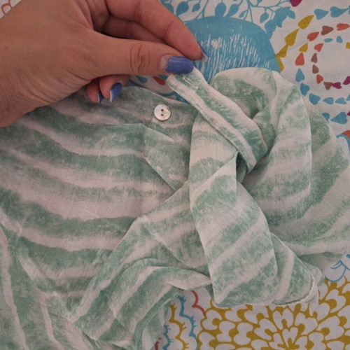 Striped shirt white and mint like new, size L-XL