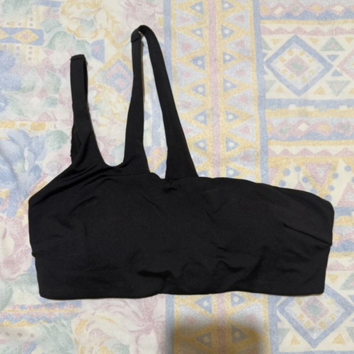 H&M Black Bikini Top One Shoulder with Double Strap New