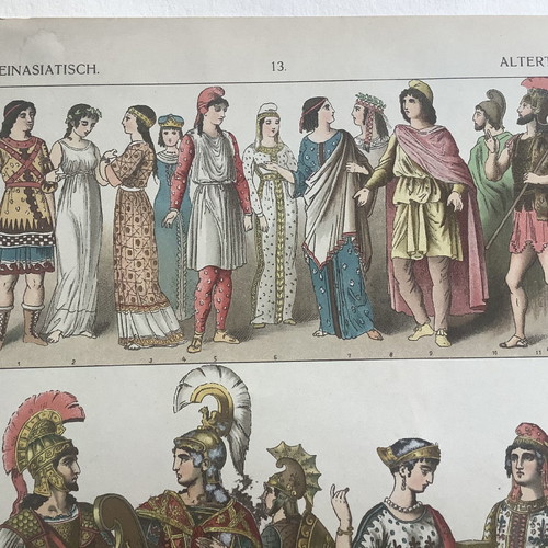 Φορεσιές αρχαίες Μικράς Ασίας χρωμολιθογραφία μεταχειρισμένη 1882