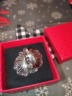 Silver handmade ring with multicolor zircon and marcasite, like new