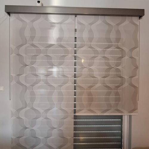 Roller blinds system like new, white/grey/silver
