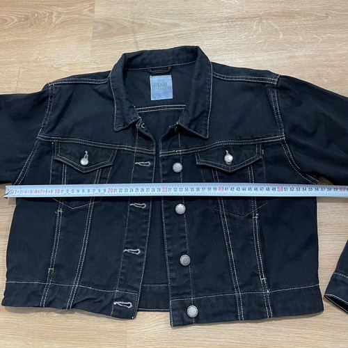 Pink Woman black denim jacket size M like new