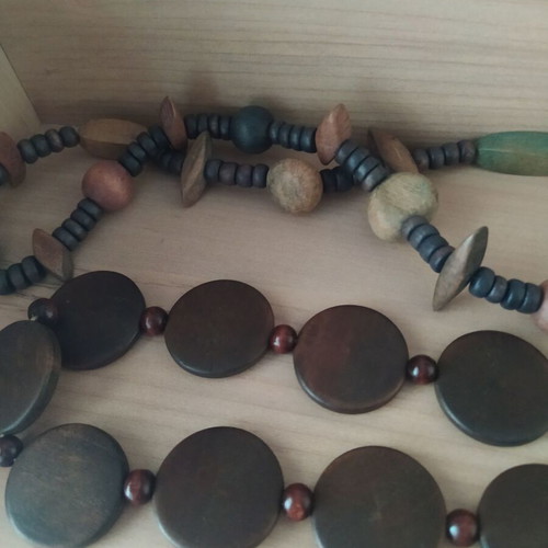 Wooden necklaces and bracelet pack used with green beads