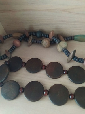 Wooden necklaces and bracelet pack used with green beads
