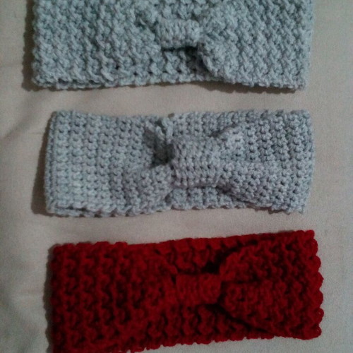 Hair ribbons new, handmade, gray and red